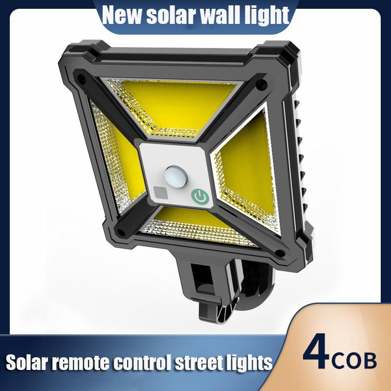

Солнечный уличный светильник с дистанционным управлением, водонепроницаемый датчик движения IP65, светодиодная/COB-лампа, освещение для садовой стены, двери, новый