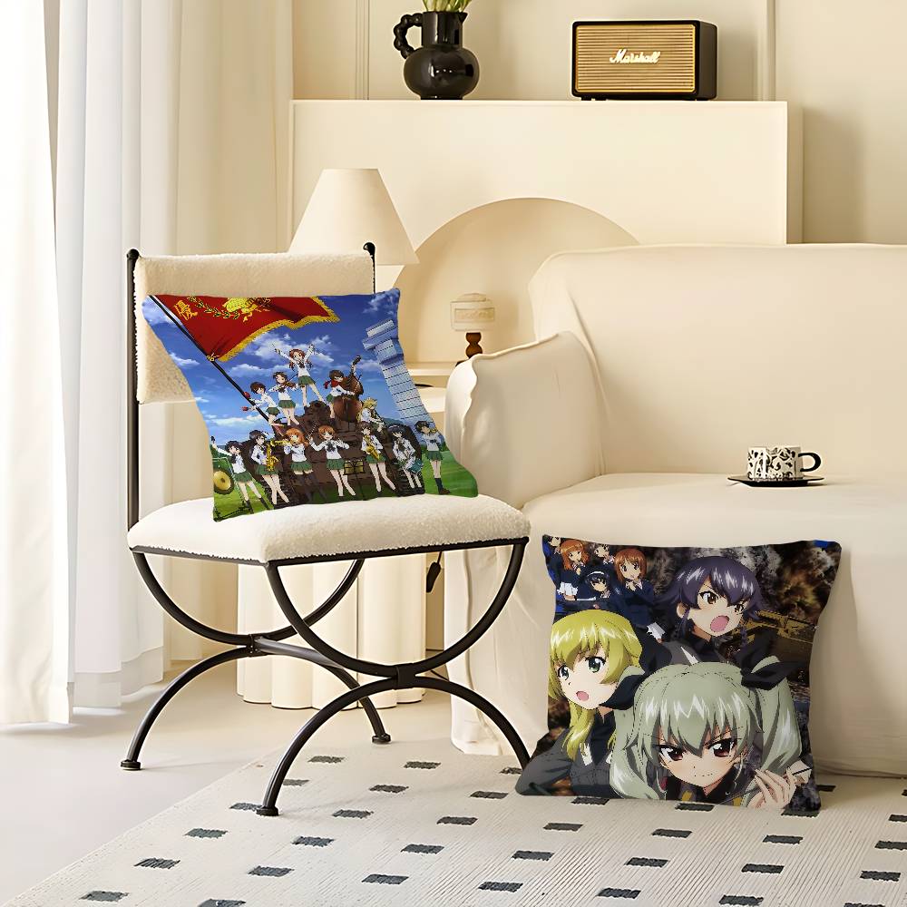 Anime G-GIRLS Und PANZER Cushion Cover Car Throw Pillow Case For Sofa Car Christmas Gift 40x40cm 45x45cm