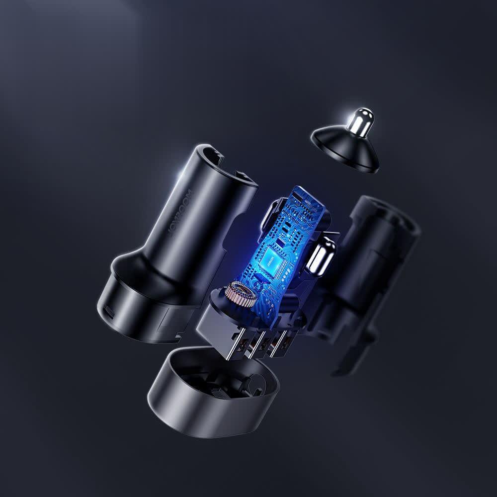 Joyroom 5-Port USB Car Charger with 6.2A Output & Extension Cable, Black (JR-CL03)