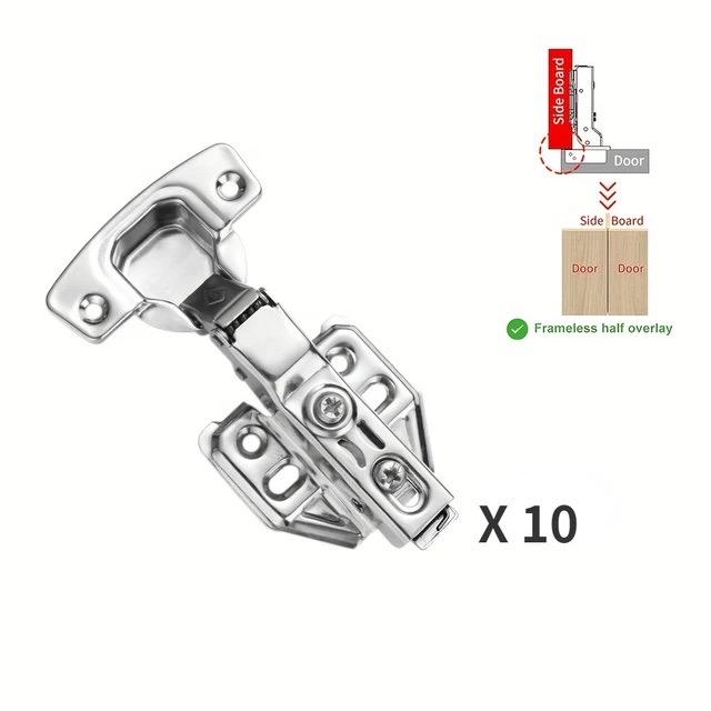 

10Pcs Cabinet Hinges with Screws Steel Hinges For Furniture Full Overlay Mute Cabinets Door Cupboard Hinges Furnitures Fitting