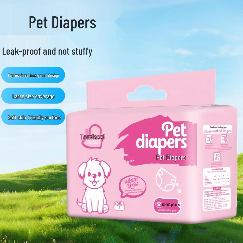 Dog Diapers: 60-Count Puppy & Dog Menstrual Pads for Males and Females
