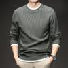 Men's Long Sleeve Round Neck Knit Sweater - Spring & Autumn Style, Fashionable Waffle Knit for Young and Middle-aged Individuals