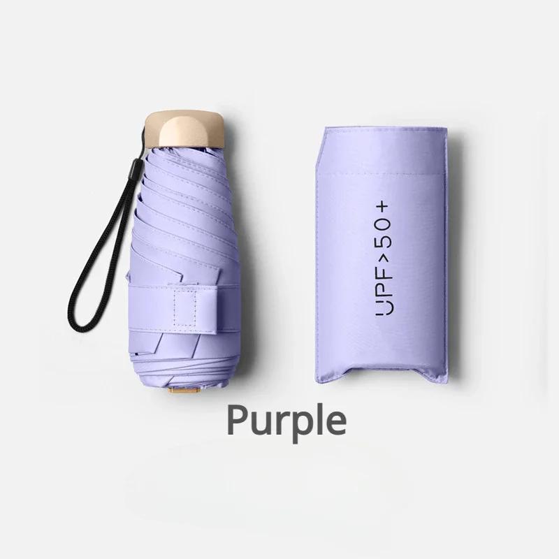 Mini Sun Umbrella Pocket Light Rain Umbrellas Anti Uv 5-Folding Parasol Portable Lightweight Sturdy Sunshade Umbrella for Travel