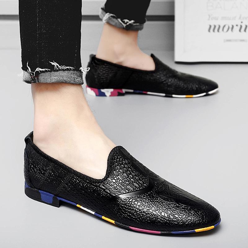 Fashion Mens Genuine Leather Shoes Elegant Slip-On Shoe Vintage Casual Shoes Men Classic Lightweight Male Loafers Driving Flats