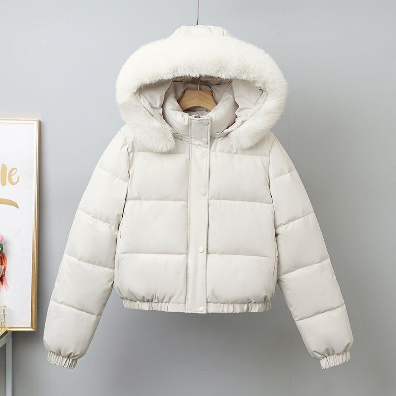 Detachable Hat, Big Fur Collar and Velvet Short Short Jacket, Bread Jacket, Women's Cotton-padded Jacket This Winter, Cotton-padded Jacket