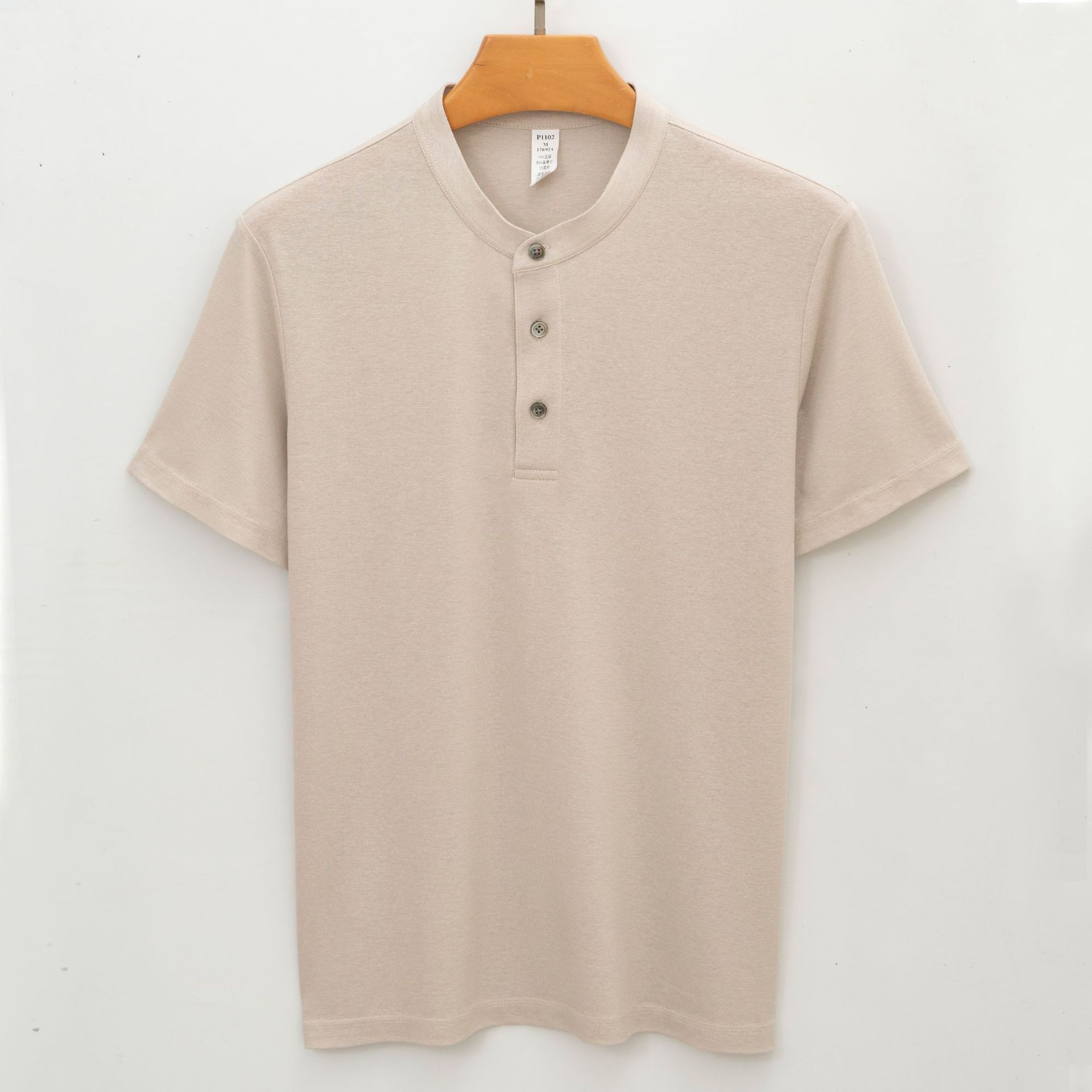 

Dew Flax Stand-collar Short-sleeve Luxury Summer Men s Casual Youth Premium Minimalist Lightweight Breathable Summer Casual Business T-shirt S