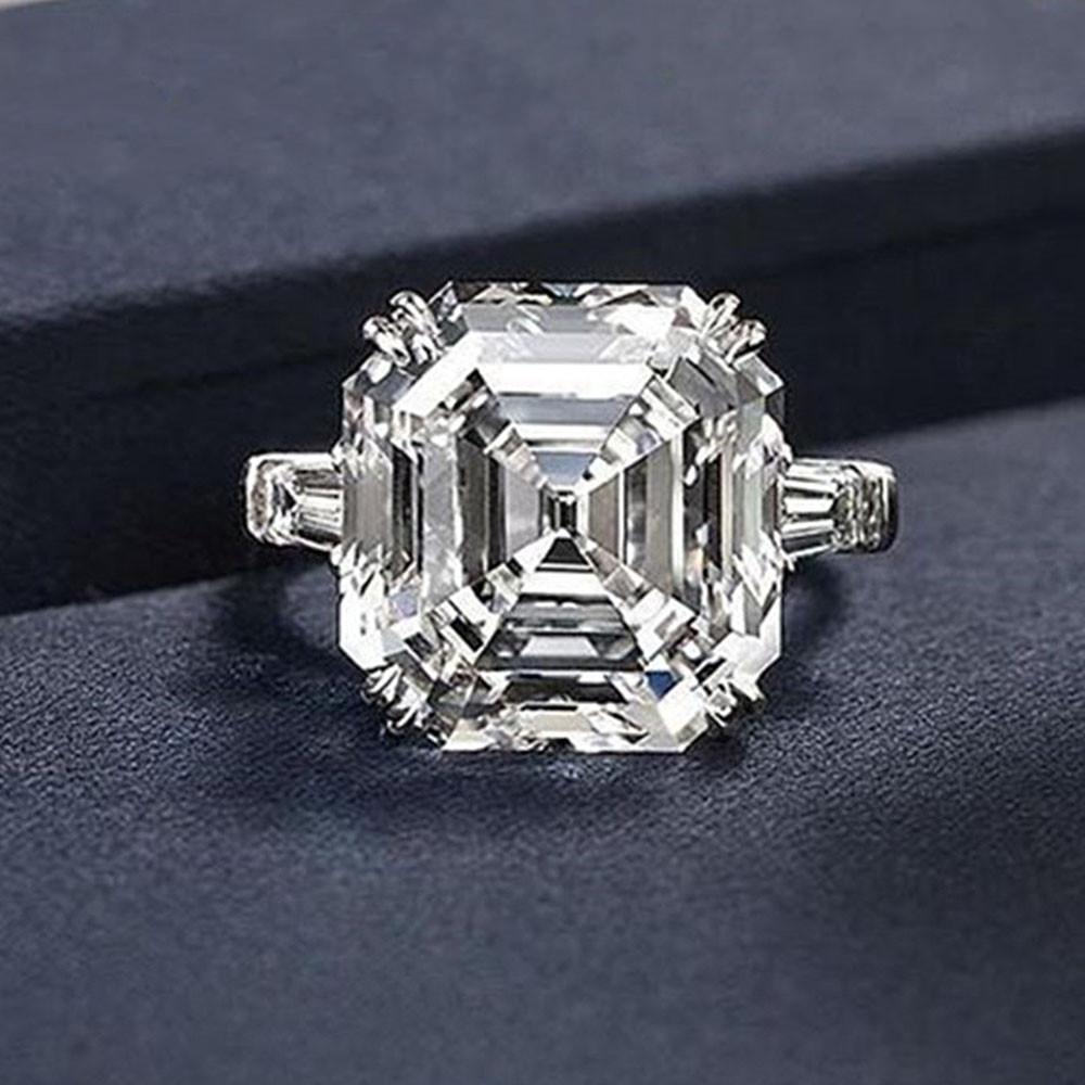 Asscher Crystal Cubic Zirconia Rings for Women Fashion Wedding Engagement Bands Female Ring Anniversary Party Hot Jewelry
