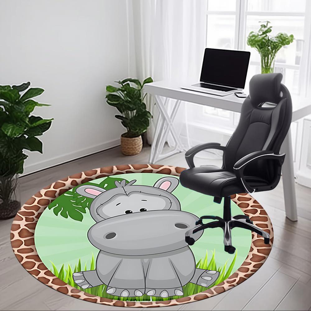 1pc Hippo Print Chair Carpet for Office, Non-slip, Soft and Durable Office Rug for Decoration, Perfect for Office yy251229198