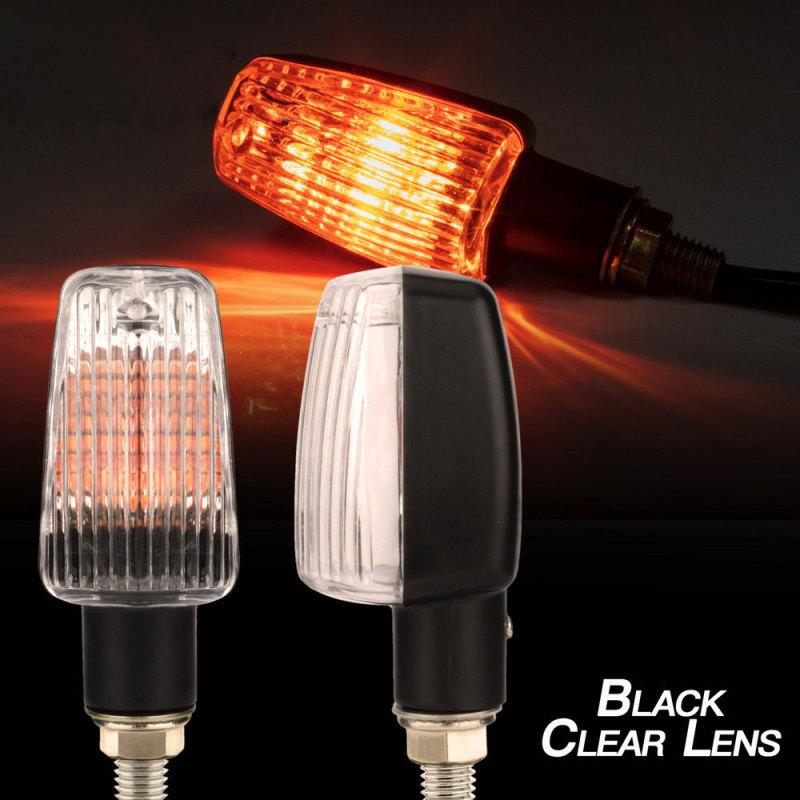 2pcs 12v Retro Motorcycle Turn Signal Light Indicators Light Waterproof Atv Electric Bike Modified Black shell/clear lamp shell