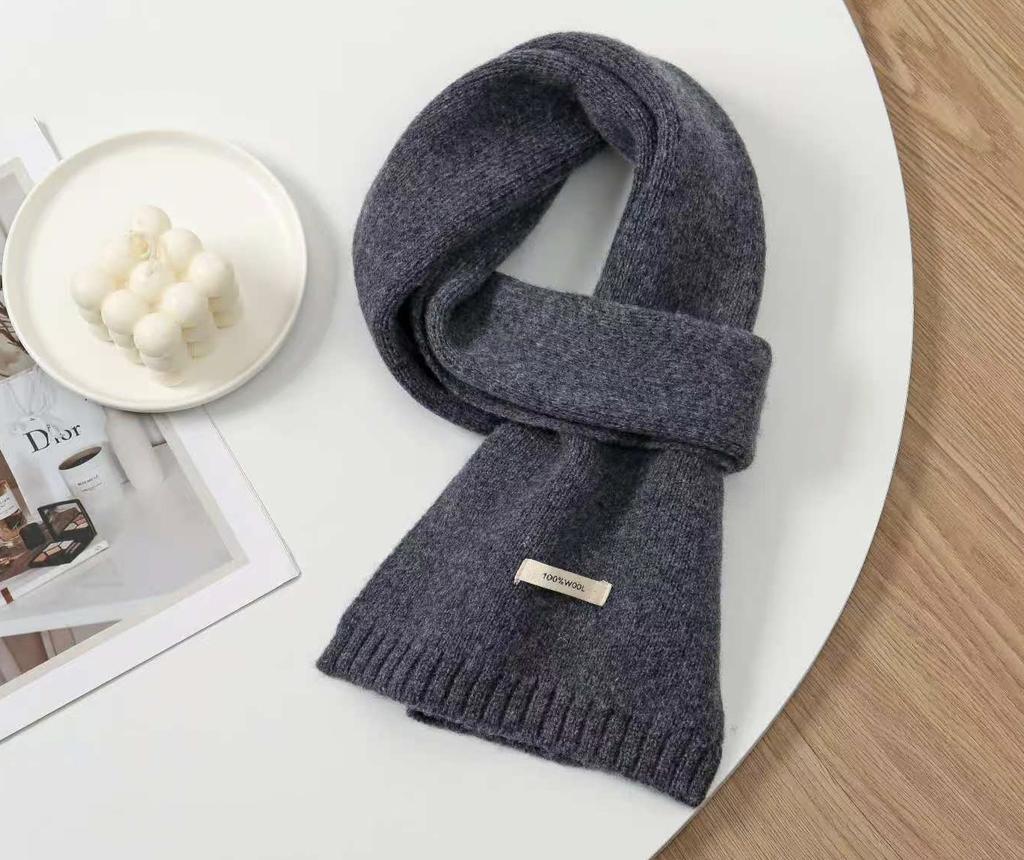 100% Australian Pure Wool Knitted Scarf For Women Men Autumn Winter Cashmere Couple Style Versatile Warm Neck Warmer Scarf