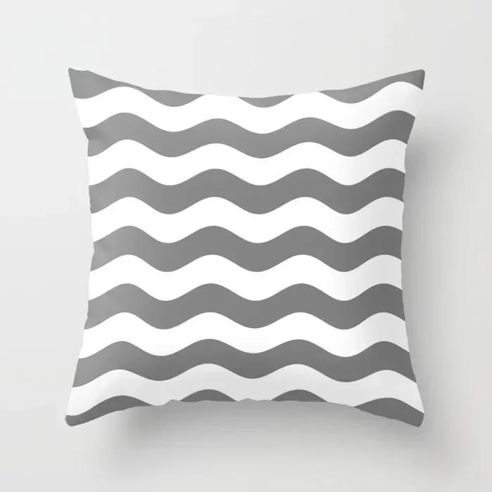 Modern Nodic Style Geometric Gray Pillowscase Polyester Grey Plaids Stripe  Cushion Covers Decorative Sofa Throw Pillows