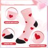 A Pack Of 5 Pairs Of Cute Heart-patterned Cotton Socks For Girls, Seamless Mid Calf Athletic Socks, Suitable For Children Aged 9-12.