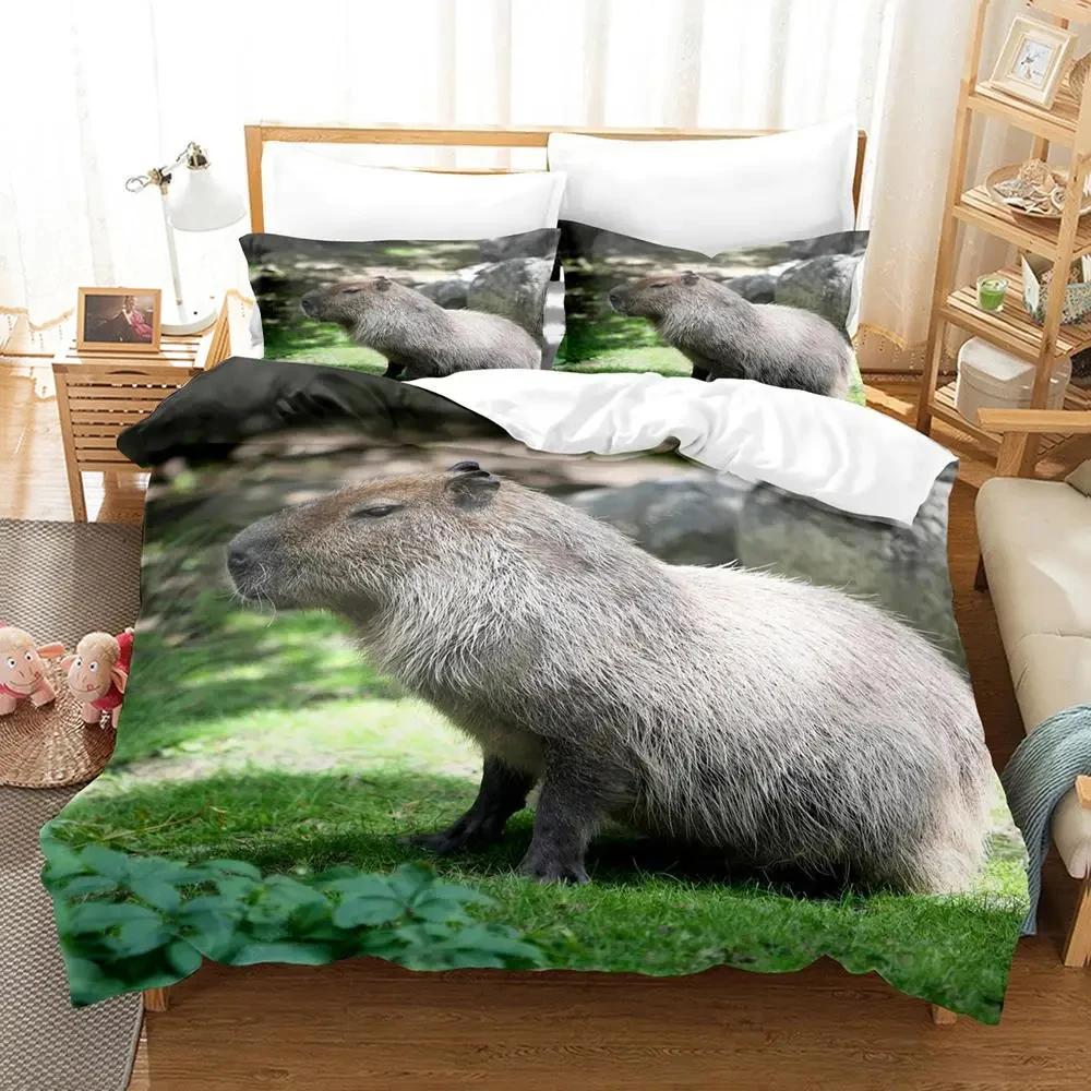 Capybaras Single Double Queen King Size Bedding Set Boys Bedroom Duvet Cover 3D Print Anime Bed Sheet Set Duvet Cover Bed Set