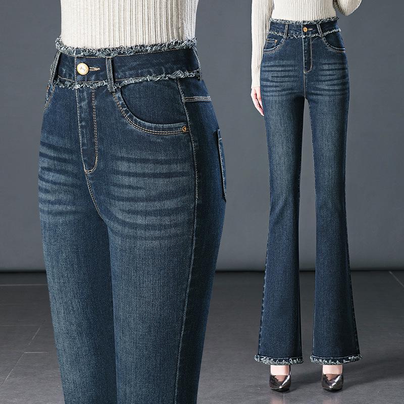 Women s High-Waist Plus Size Fleece-Lined Flare Jeans - American Retro Bell Bottoms in 5X 3XL