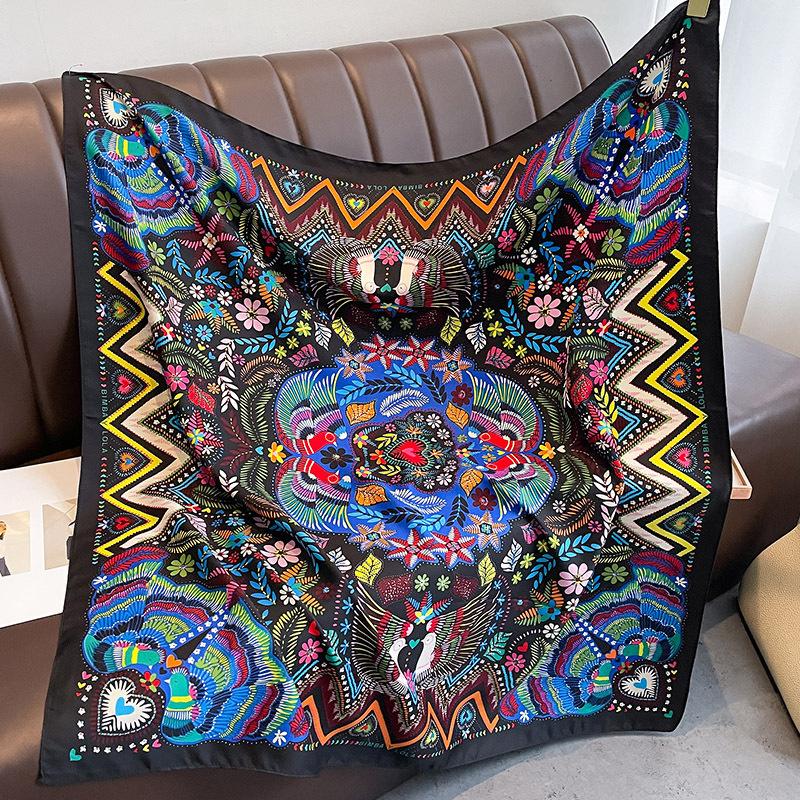 Design Twill Silk Square Scarf Women Luxury Brand Hijab Scarves Headband Foulard Ladies Shawl Wrap Echarpe Foulard Bandana
