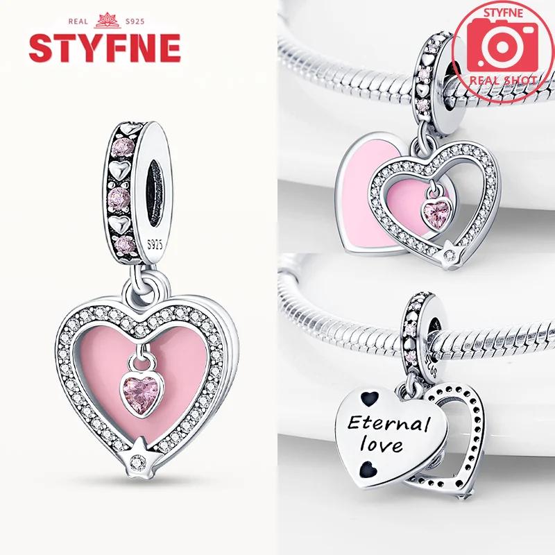 Exquisite Original Couple Love Boy&Girl Dangle Charms Heart Beads Copper Bracelet For Women Diy Jewelry Gift Charms Beads