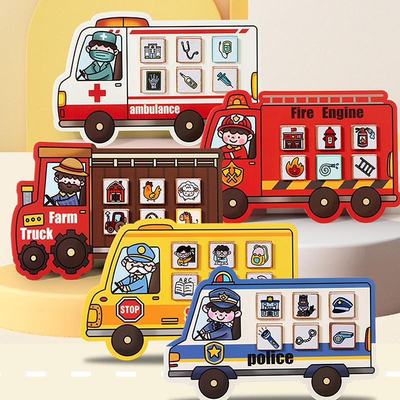 Children'S Early Education Matching Game Five Style Life Scene Matching Fire Engine Matching Educational Toy For Kids