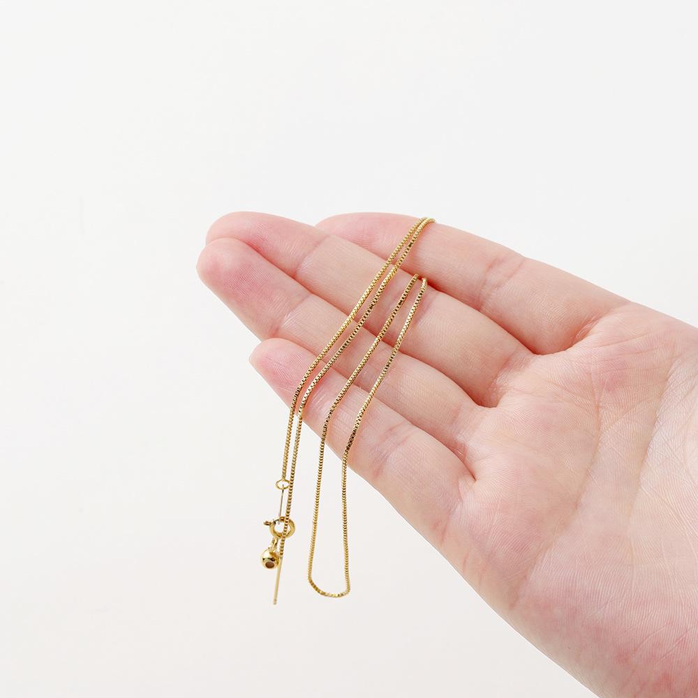 14k Copper Plated Box Chain Glue Pendant Necklace - DIY Semi-finished Jewelry Accessory with Color Retention