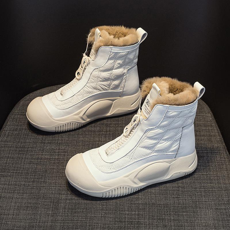 Real Fur Snow Boots Popular Women's Leather Shoes Sponge Cake Thick Sole Versatile Casual and Fashionable Dad Shoes