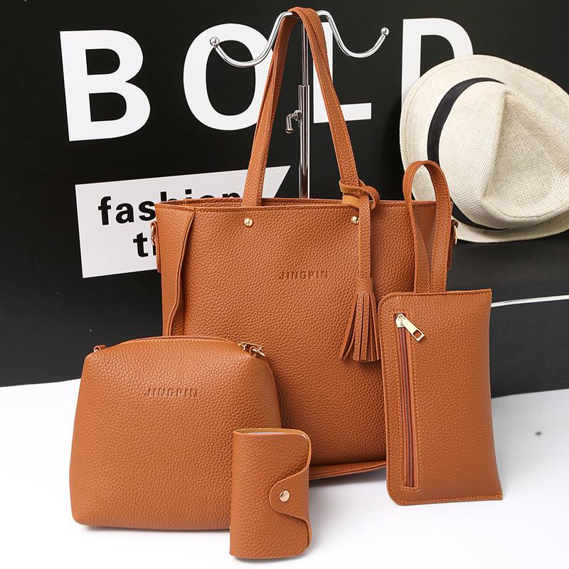 2022 Lychee Grain Women's Four-Piece Handbag Set - Stylish, Versatile, Large Capacity