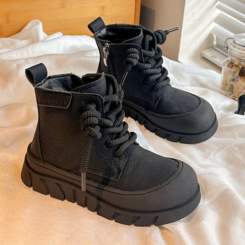 Children's Boot Spring Autumn Patchwork Versatile Girls Black School Boots Fashion Versatile Kids Causal Ankle Boots Thick Soled