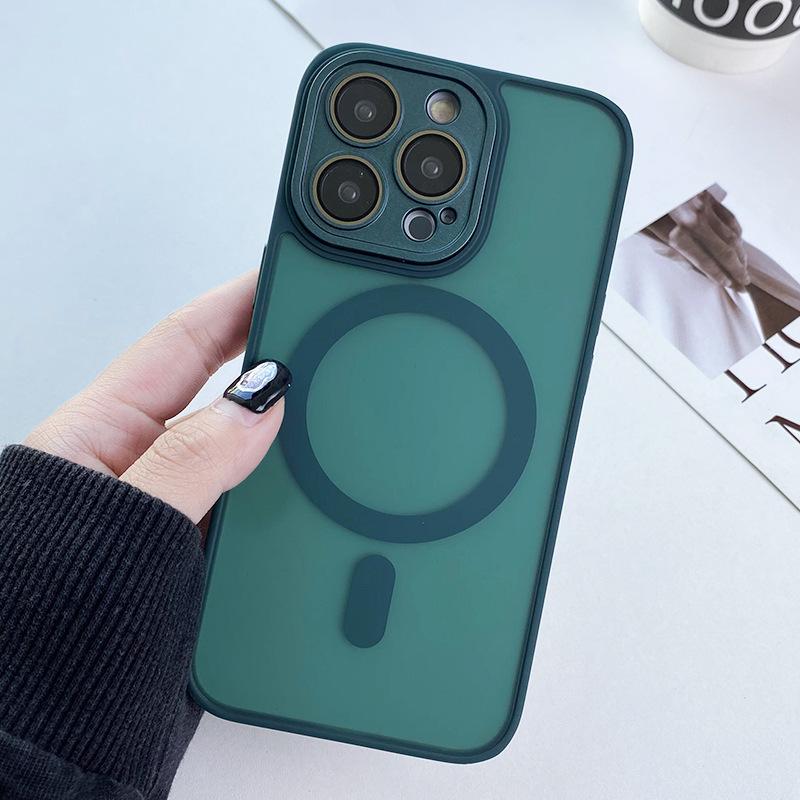 Applicable To Apple 15 Magnetic Charging Mobile Phone Case Matte 13proMax Full-inclusive IPhone 14 Simple Anti-fall Protection Case