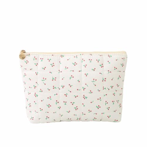 New Floral Quilted Large Plaid Cosmetic Bag Large-capacity Three-dimensional Hand-held Bubble Grid Fashion Pleated Storage Toiletry Bag