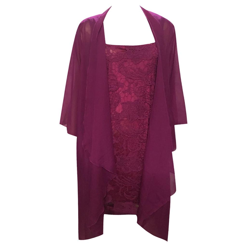 Women's Fashion Two Pieces Solid Color Mother of The Bride Lace Dresses