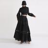2025 Autumn French Retro Lace Collar Two-Piece Set: Hollowed-Out Top & High Waist Midi Skirt for Women