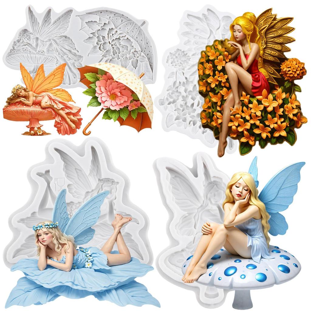 Flower Fairy Silicone Mold Butterfly Fairy Fondant Molds Cake Decorating Tools Theme Cake Dessert Decorated Chocolate Candy Mold
