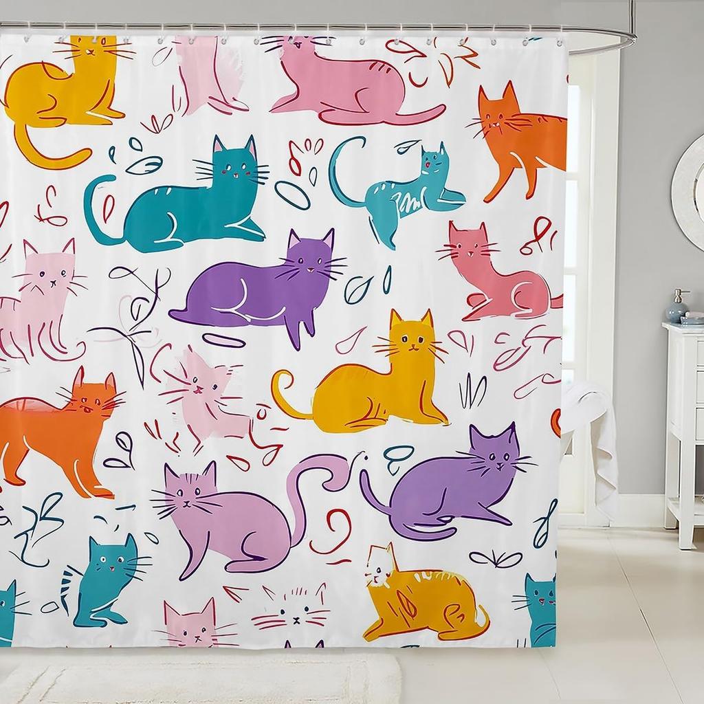 Puppy Shower Curtain Set Cartoon Corgi Shower Curtain for Teens Boys,Lovely Pup Dog Bath Curtain Doggy Cute Pet Toilet Lovely