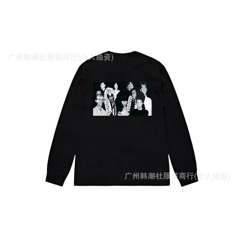 3. Cross-border Stuart long-sleeved printed t-shirt American trendy cylindrical cloth casual loose men and women the same style
