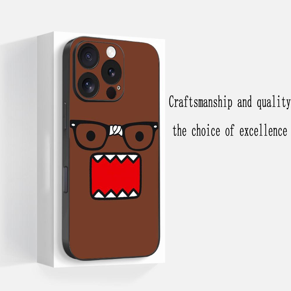 Domo kun cute cartoon anime pattern Phone Case For iPhone 17 16 e 15 14 13 12 Plus Mini Pro Max Soft black Shockproof Cover