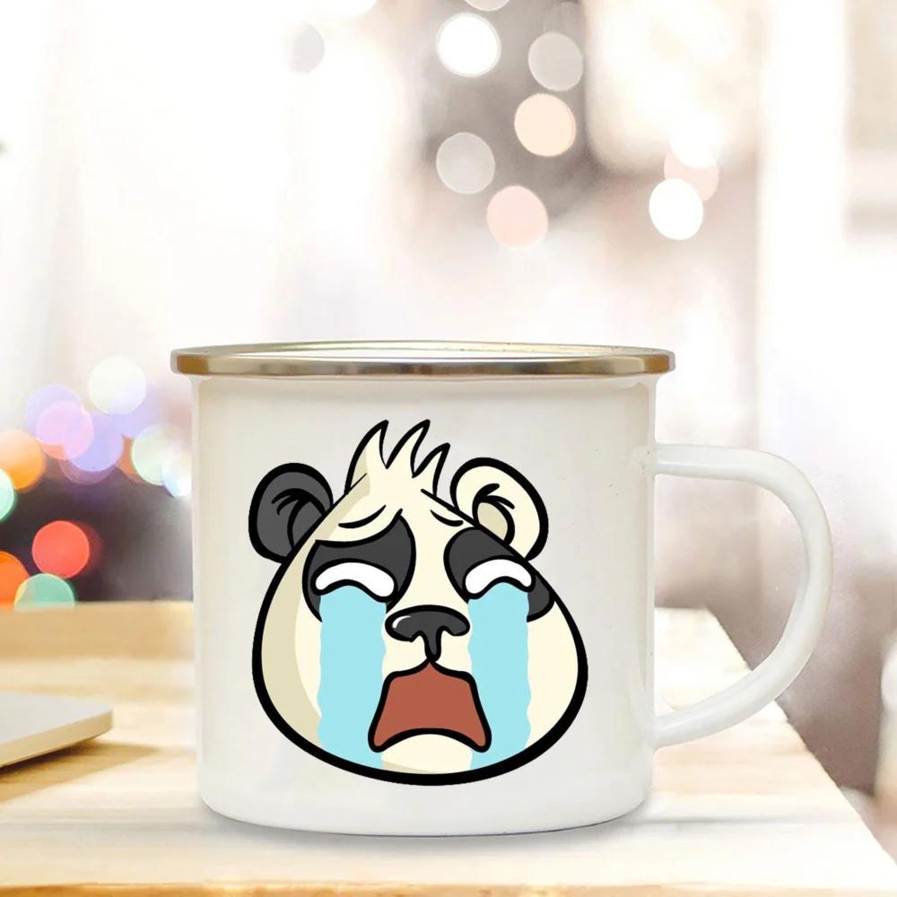 Panda Bear Mug Girlfriend Gift Ideas Cute Coffee Mug Panda Gifts Camper Decor Camping Enamel Mug Birthday Gifts for Friend