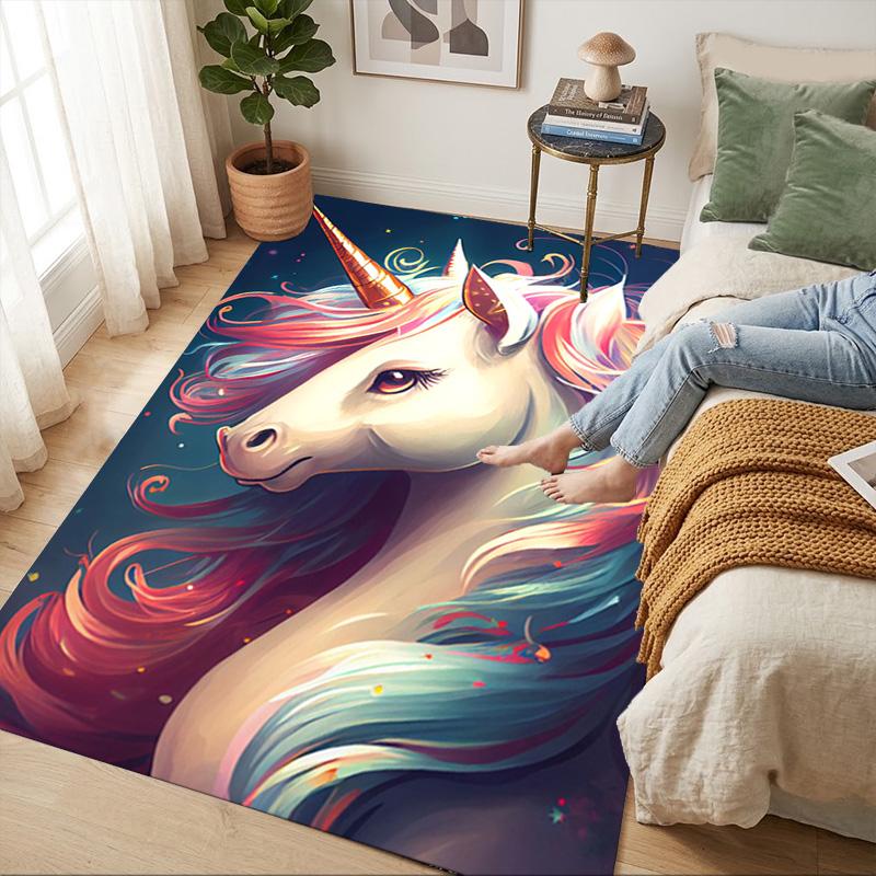 Rainbow Unicorn Living Room Nonslip Area Rug Soft Carpet For Bedroom Game Playroom Sofa Office Home Decor Doormat Christmas Gift C930752
