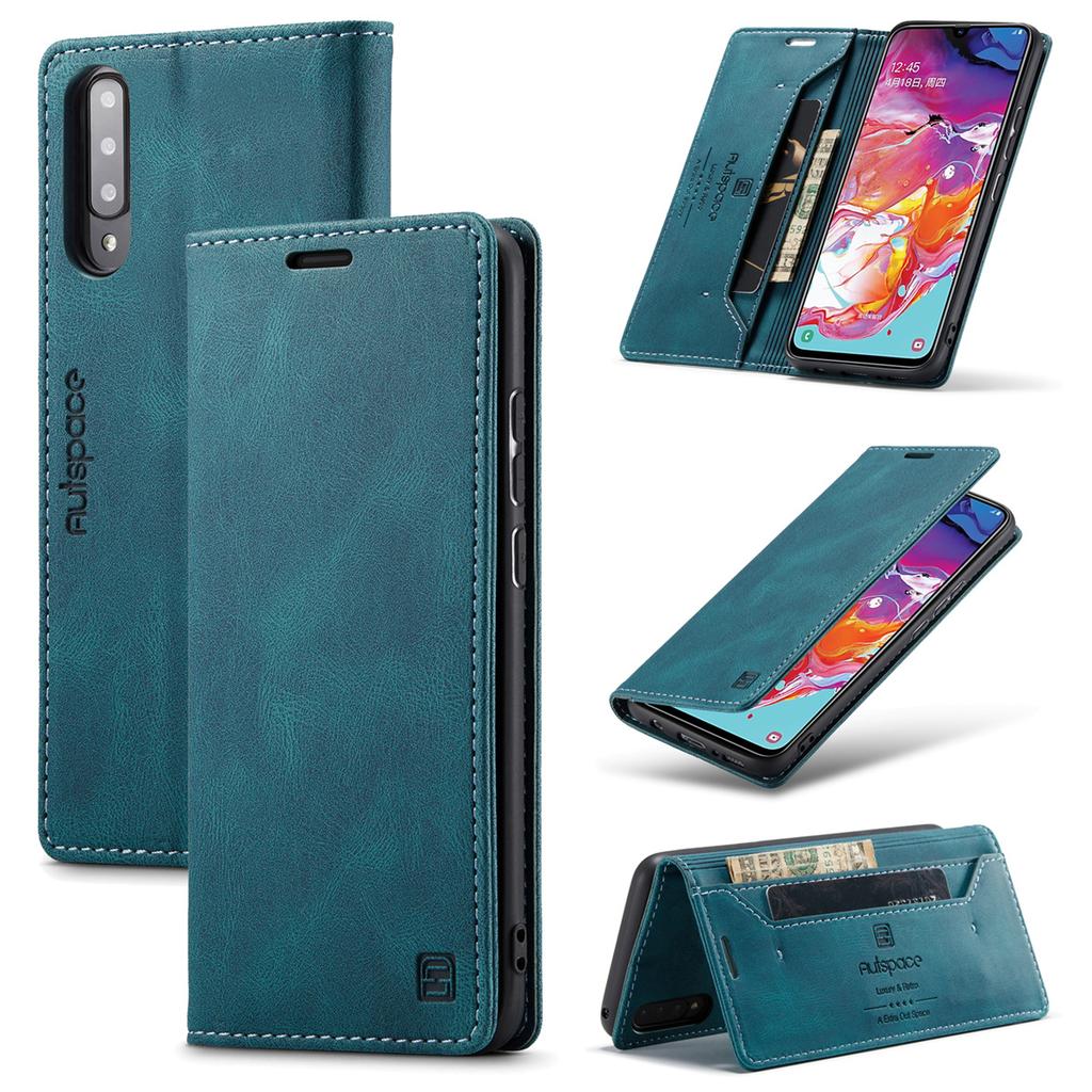 Premium Vintage Leather Wallet Case for Samsung Galaxy A70 - RFID Blocking Flip Cover with Card Slots (4 Colors)
