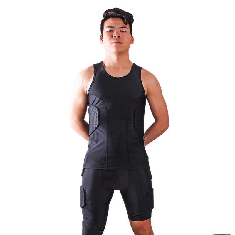 Adult Tight-Fit Shoulder Pad Protection Shirt for Rugby, Basketball, and Football Training