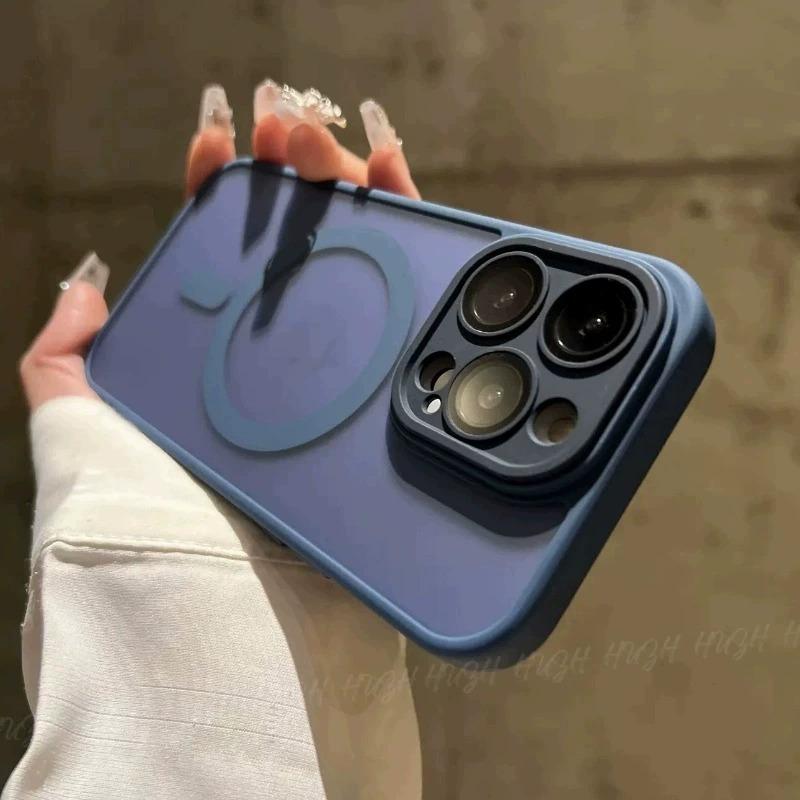 Luxury Magsafe Wireless Charge Matte Phone Case For iPhone 11 12 13 14 15 Pro Max Plus Transparent Magnetic Bumper Cases Cover