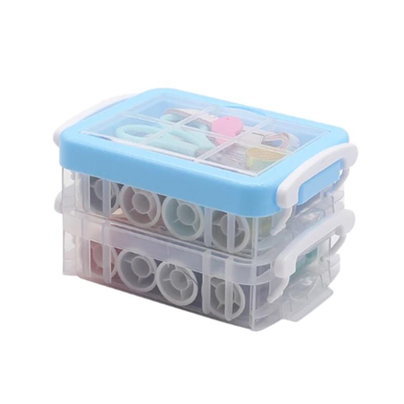 

30 шт./Коробка Многофункциональный швейный набор Портативная коробка для хранения швейных ниток Игла Лента Ножницы Нитки Швейный органайзер синий