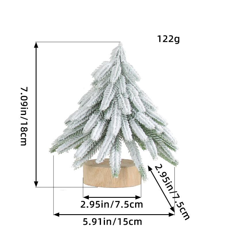 Round Wood Bottom Christmas Tree Christmas Decorations Flocked Christmas Small Tree Cedar Decorative Tree