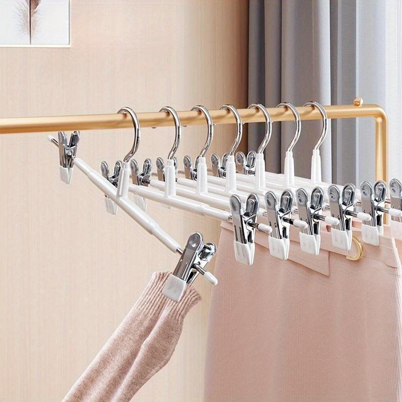 10pcs Adjustable Pants Hangers with Non-Slip Clips, Space-Saving Windproof Design for Towels, Socks, Underwear - Durable Metal Construction