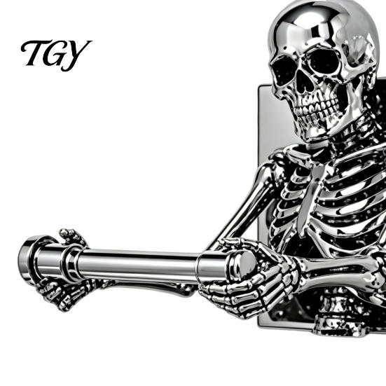 Funny Gothic Housewarming Gifts Skeleton Toilet Paper Holder, Wall Mount Skull Tissue Dark Aesthetic Bathroom Fixtures Roll Organizer Stand,
