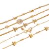 Dainty 18k Gold PVD Stainless Steel White Zircon Star Bowknot Heart Stackable Bracelet for Women Trendy Summer Jewelry
