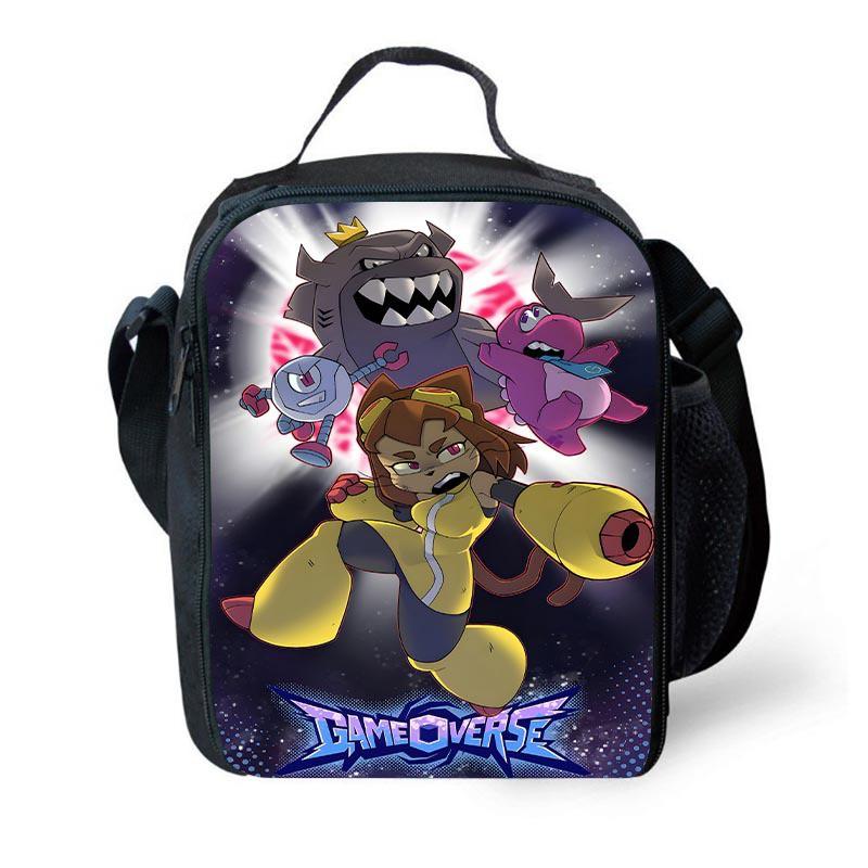 Kids Insulated Lunch Bag With Ice Pack Elementary School Students Cartoon Print Single Shoulder Picnic Tote