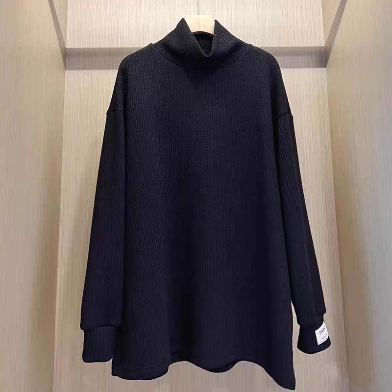 Sweater for Women Autumn Winter Thickened Warm Knitted Stretchy Long Sleeve Oversize Long-neck Tops