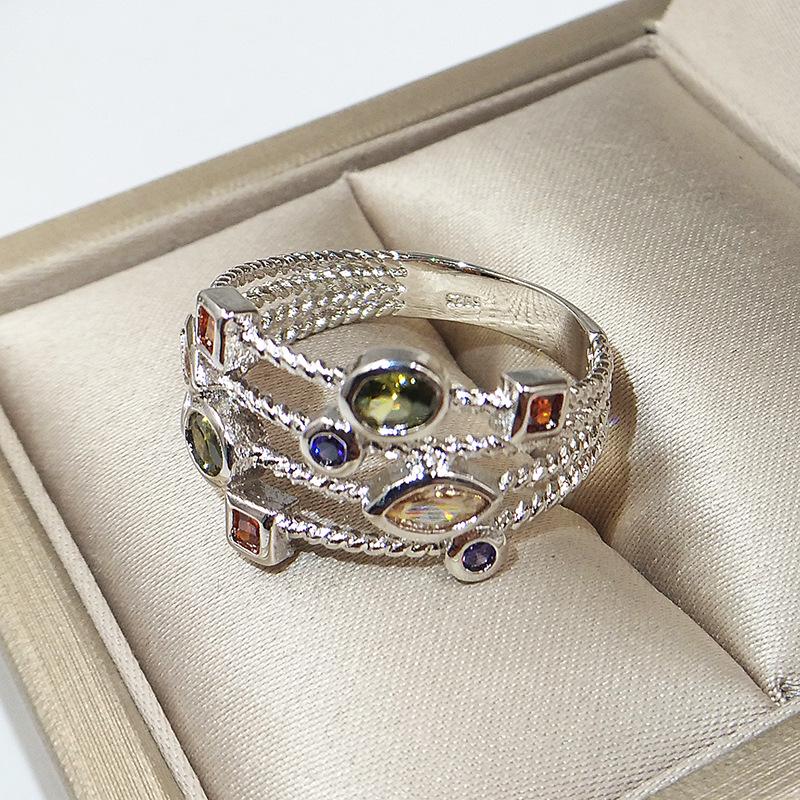 Anello Colorato Linea a Doppio Strato Zircone Anello Semplice Anelli Per Donne anello di fidanzamento matrimonio Gioiello Regalo Amore