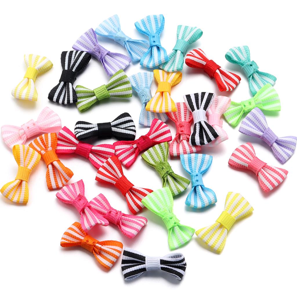 50pcs/Lot Striped Bows Polyester Ribbon Bows Handmade Bows For Jewelry Making DIY Hair Clip Headband Clothing Crafts Decoration