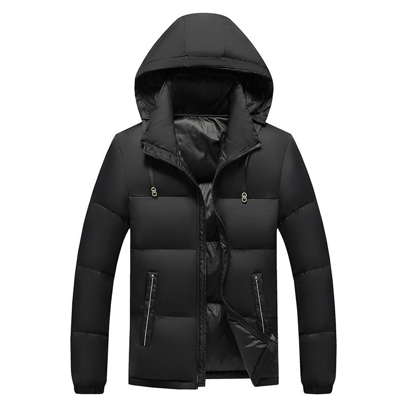 Light Thin Section of The Cotton Coat Men's Winter Fashion Clash of Colours Slim Simple Removable Cap Thickened Hooded Jacket Men