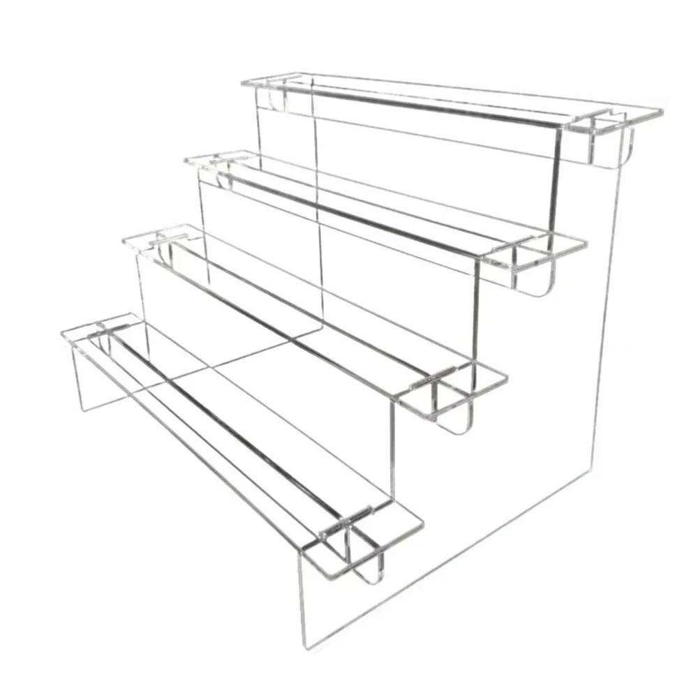 3-5 Tier Acrylic Display Stand Transparent Ladder Display Riser Rack For Cupcake Perfume Jewelry Doll Figures Décor Organizer
