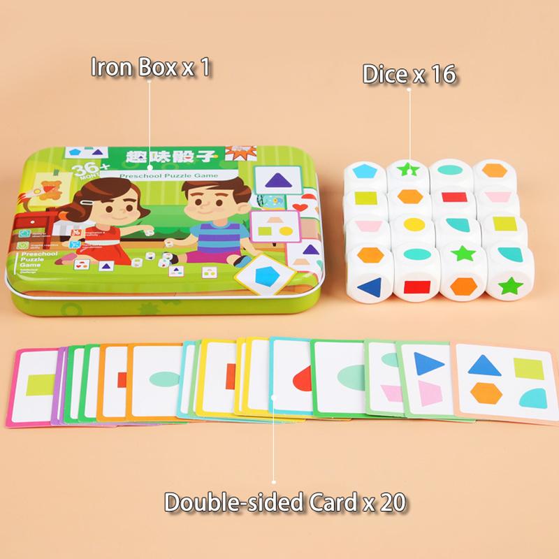 Kids Shape Dice Board Game Montessori Toys Geometric Matching Cards Memory Games Brain Thinking Social Sensory Educational Toys